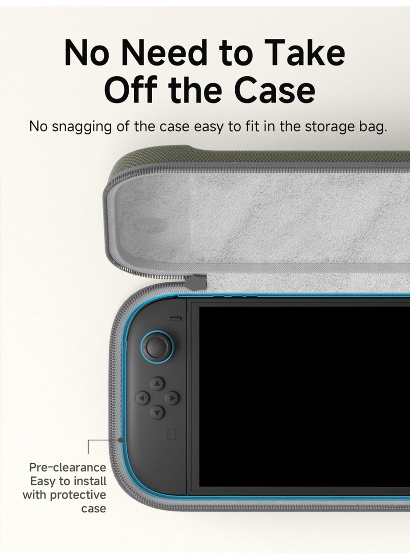 حقيبة نينتندو سويتش 2 المحمولة، حقيبة سفر متينة، غطاء واقٍ مع 10 خراطيش ألعاب (أخضر) - Image 4